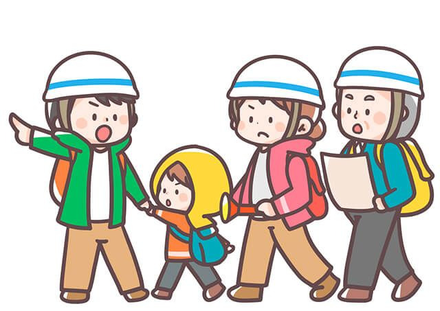 避難する人々